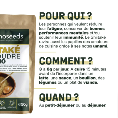 Shiitaké en Poudre Bio 50g – Lentinula edodes | Champivie