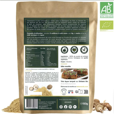Shiitaké en Poudre Bio 50g – Lentinula edodes | Champivie