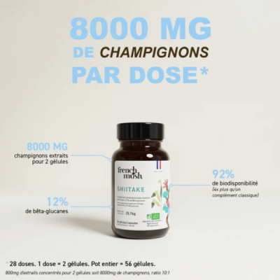 Gélules Shiitaké Bio – Lentinula edodes Immunité | Champivie
