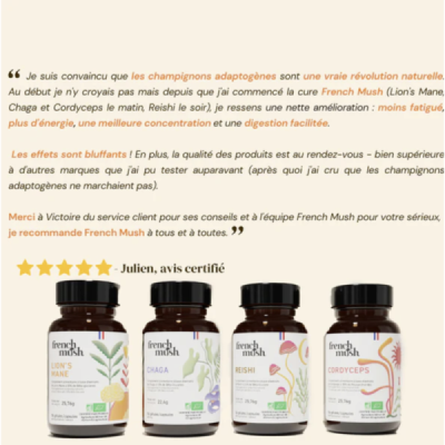 Pack Complet – Lion’s Mane, Reishi, Chaga & Cordyceps Bio